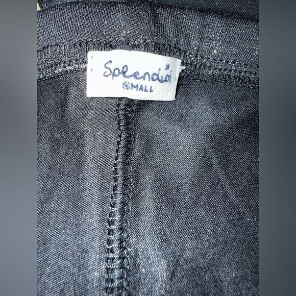Splendid Black pull on glitter detailed leggings S - Picture 8 of 9